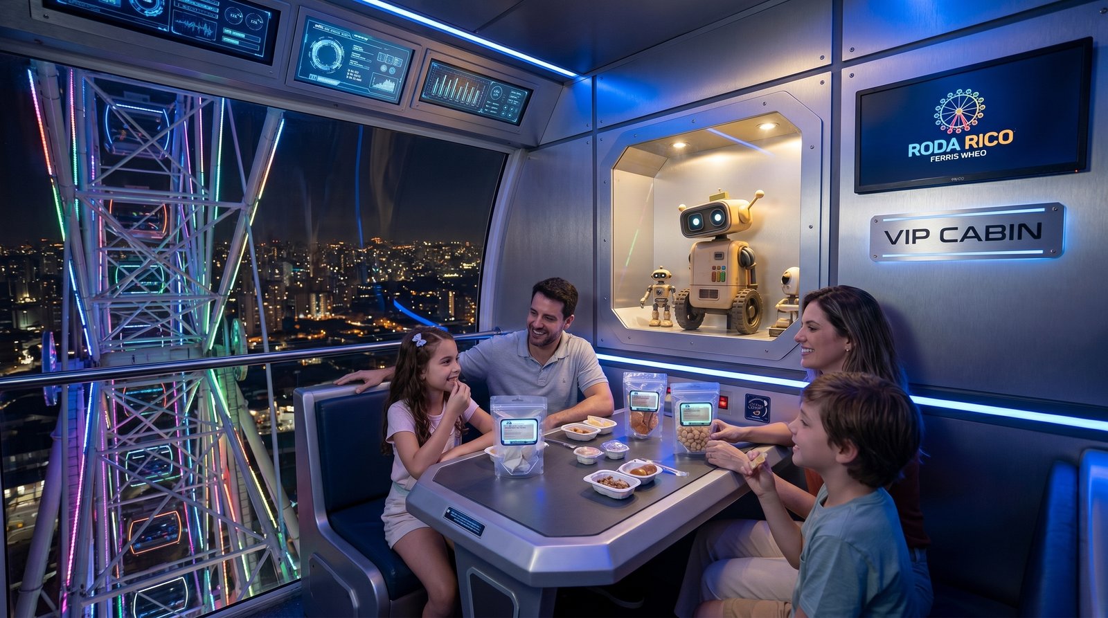 Área VIP Cabine do Comandante — experiência premium em parque